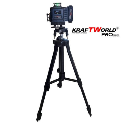 Лазерен нивелир Kraftworld PRO 4×360° с тъчскрийн дисплей, дистанционно и пълен комплект в куфар
