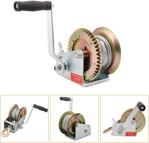 Ръчна лебедка за лодки и ремаркета KraftWorld – 1600 lbs (700 кг), 10 м въже