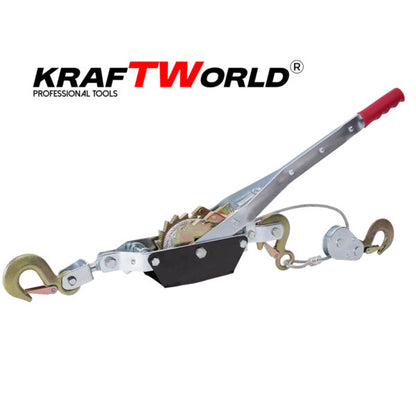 Лебедка 4т KraftWorld – със стоманено въже 2,5м и 2 куки