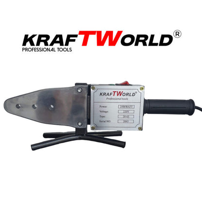 Поялник за полипропиленови тръби Ф20–63 мм KraftWorld 2500W Лепачка за ППР + ножица и ръкавици