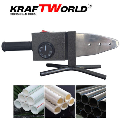 Поялник за полипропиленови тръби Ф20–63 мм KraftWorld 2500W Лепачка за ППР + ножица и ръкавици