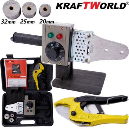 Професионална Лепачка KraftWorld 800W – за Тръби 20-32 мм с Температура до 300°C и Ножица