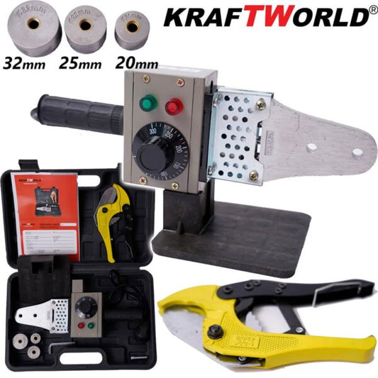 Професионална Лепачка KraftWorld 800W – за Тръби 20-32 мм с Температура до 300°C и Ножица