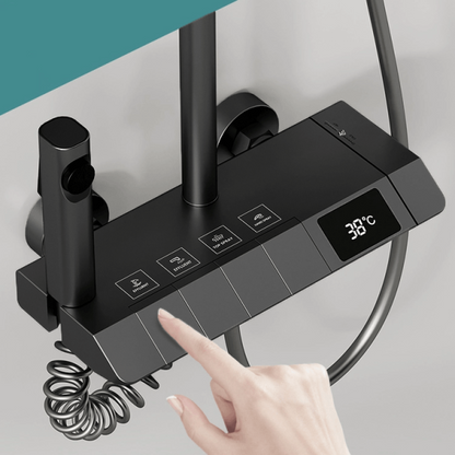 Душ система Luno с термостат и LED дисплей – тропически душ, ръчен и хигиенен душ