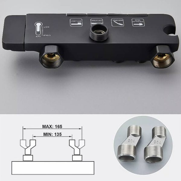 Душ система Luno с термостат и LED дисплей – тропически душ, ръчен и хигиенен душ