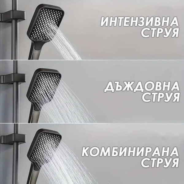 Душ система Luno с термостат и LED дисплей – тропически душ, ръчен и хигиенен душ