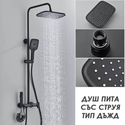 Душ система Luno с термостат и LED дисплей – тропически душ, ръчен и хигиенен душ