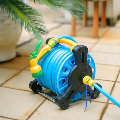 Преносима макара с маркуч 25 м – градинска, с дюза с 7 функции и накрайници