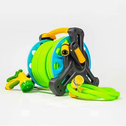 Преносима макара с маркуч 25 м – градинска, с дюза с 7 функции и накрайници