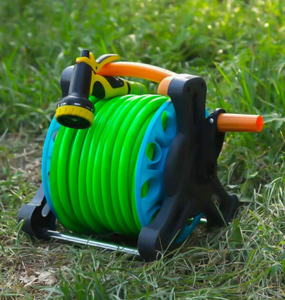 Преносима макара с маркуч 25 м – градинска, с дюза с 7 функции и накрайници