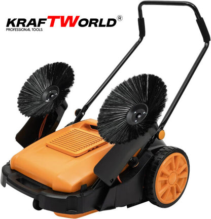 Механична машина за метене KraftWorld с 45л контейнер и 105см ширина
