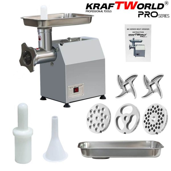 Електрическа Месомелачка KraftWorld TK/MK-12 | 1200W, 180 кг/ч, Неръждаема Стомана