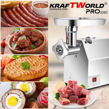 Електрическа Месомелачка KraftWorld TK/MK-12 | 1200W, 180 кг/ч, Неръждаема Стомана