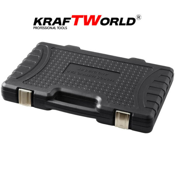 Комплект 110 части за резба KraftWorld | Метчици и плашки в куфар