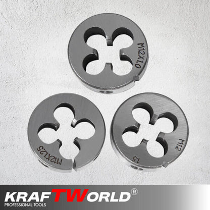 Комплект 110 части за резба KraftWorld | Метчици и плашки в куфар