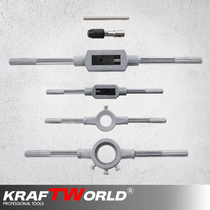 Комплект 110 части за резба KraftWorld | Метчици и плашки в куфар