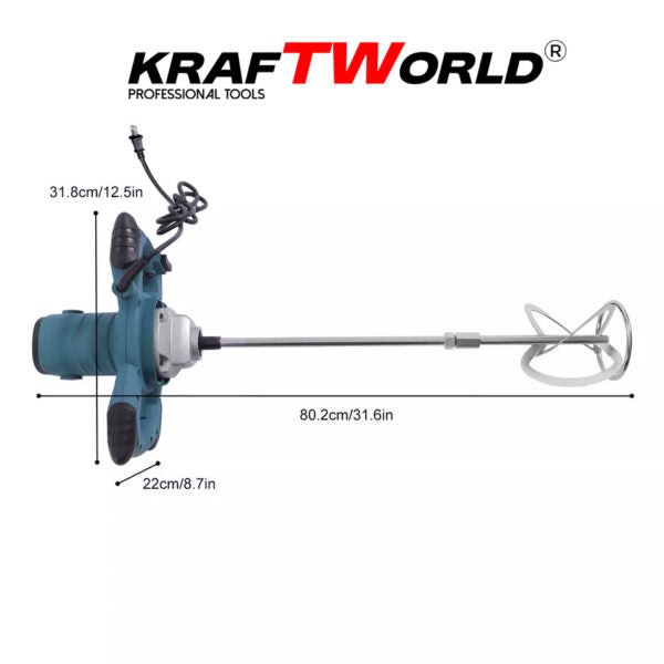 Строителна Бъркалка KraftWorld – Електрически Миксер за Бетон