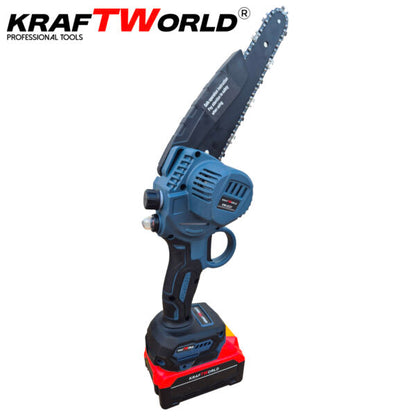 Комплект KraftWorld: Акумулаторна Резачка с Омасляване + Телескопичен Прът