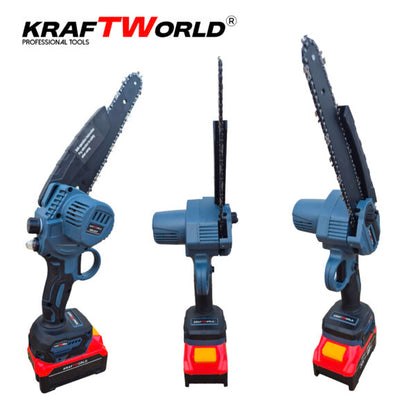 Комплект KraftWorld: Акумулаторна Резачка с Омасляване + Телескопичен Прът