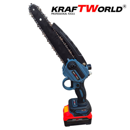 Мини резачка за клони KraftWorld с автоматично омасляване,две батерии и две вериги