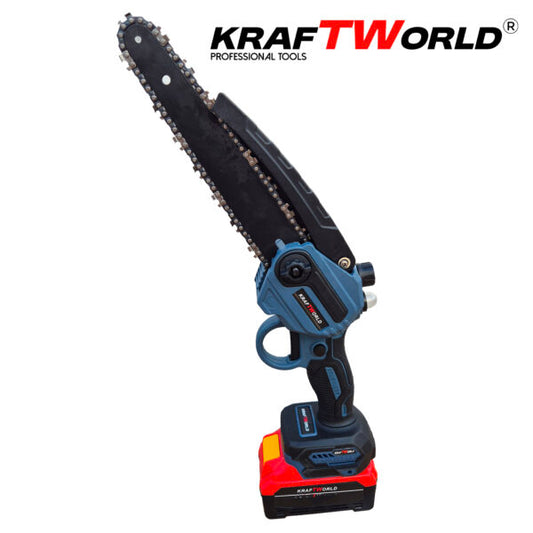 Мини резачка за клони KraftWorld с автоматично омасляване,две батерии и две вериги
