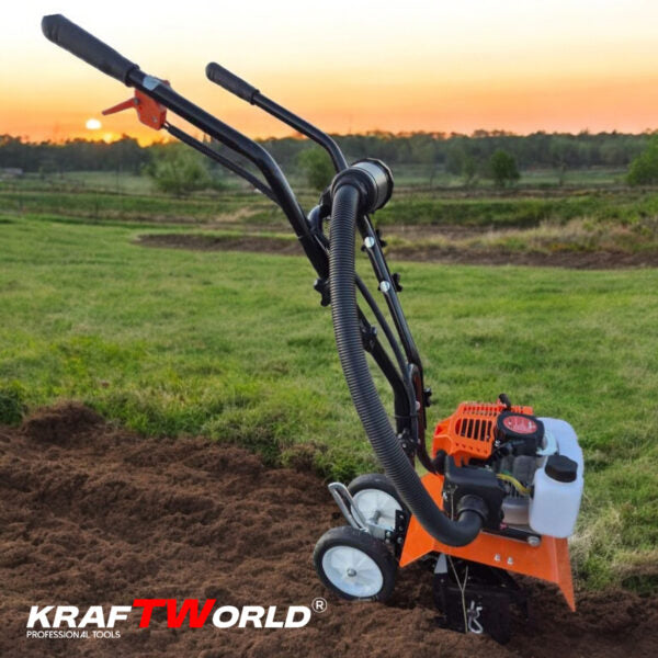 Бензинов Мулти Култиватор KraftWorld – Двутактова Мини Мотофреза