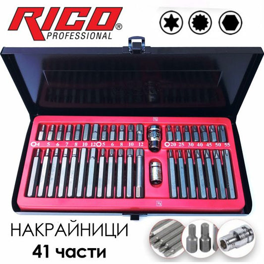 Комплект Накрайници за гедоре Rico 41 части 3/8 1/2