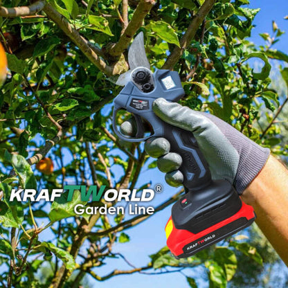 Професионална Акумулаторна Лозарска Ножица с Дисплей и 2 Батерии KraftWorld
