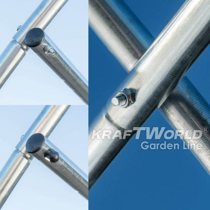 Оранжерия KraftWorld 4×3×2м – Парник с усилена конструкция и 8 прозореца, армирано UV покритие