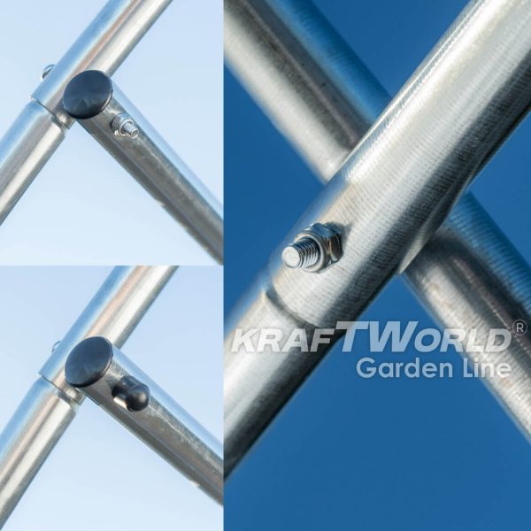 Оранжерия KraftWorld 4×2.5×2м – Парник с усилена конструкция и 8 прозореца, армирано UV покритие
