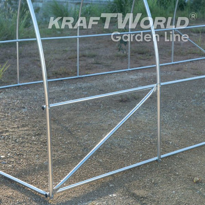 Премиум тунелна оранжерия/парник KraftWorld 8×3×2м – 16 прозореца, стоманена конструкция,армирано покритие