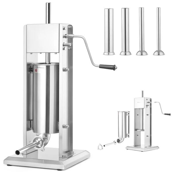 Професионална Вертикална пълначка за наденици и колбаси 5 L – неръждаема стомана, двускоростна
