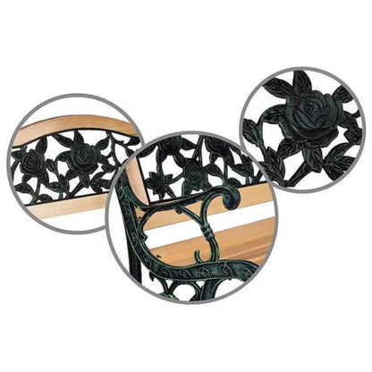 Градинска пейка Verona – дърво и чугун с декоративна облегалка