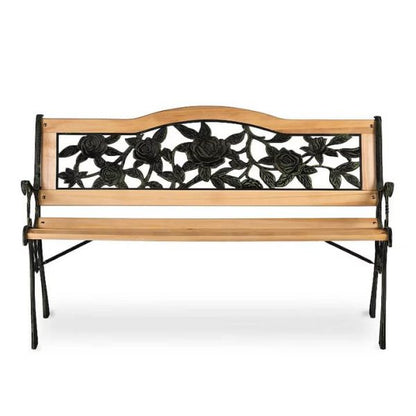 Градинска пейка Verona – дърво и чугун с декоративна облегалка