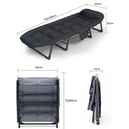 Сгъваемо походно легло с 4 крака и мек матрак, антрацит сиво