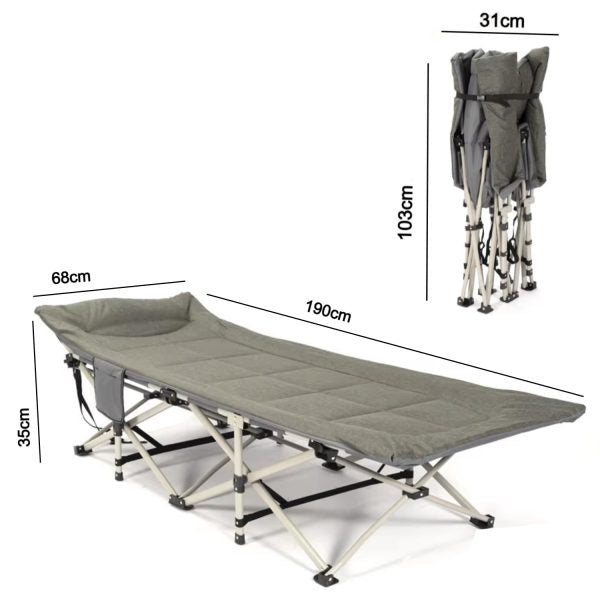 Сгъваемо къмпинг легло Ranger с мек матрак, усилена конструкция, подарък – чанта