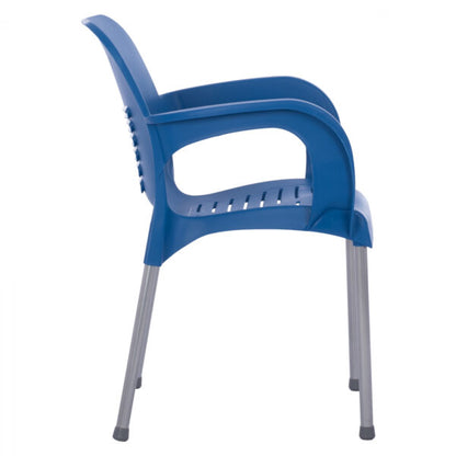 Сгъваема маса 80х80 + 4 удобни стола с подлакътници – за двор, балкон, тераса