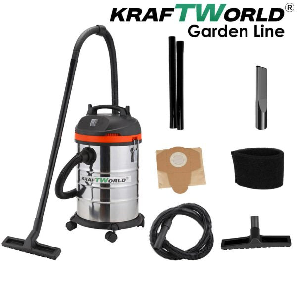Строителна Прахосмукачка Kraftworld 3в1 – Сухо, Мокро и Издухване | 1400W | 30L | IPX4