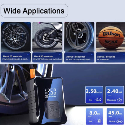 Преносим автомобилен компресор 4000 mAh с LED екран и Power Bank, USB Type-C