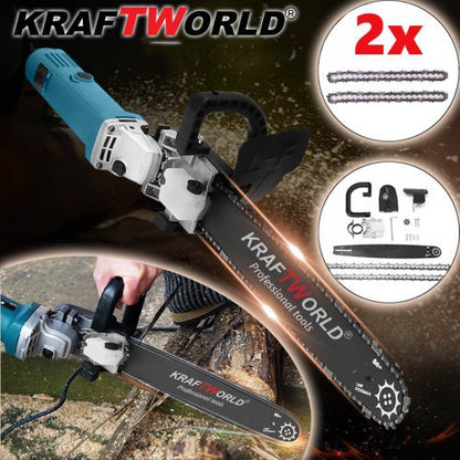 Приставка верижна кастрачка KraftWorld с 2бр верига – резачка за ъглошлайф