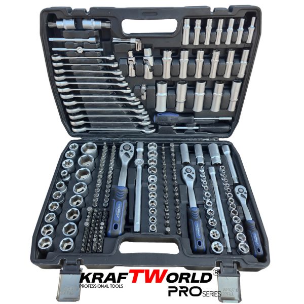 Професионално гедоре 216 части KraftWorld PRO – CR-V инструменти и тресчотни звездогаечни ключове