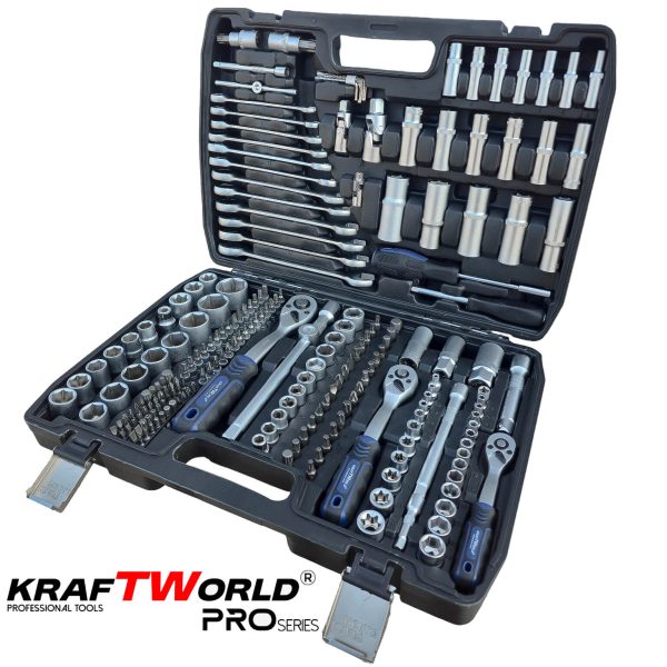 Професионално гедоре 216 части KraftWorld PRO – CR-V инструменти и тресчотни звездогаечни ключове