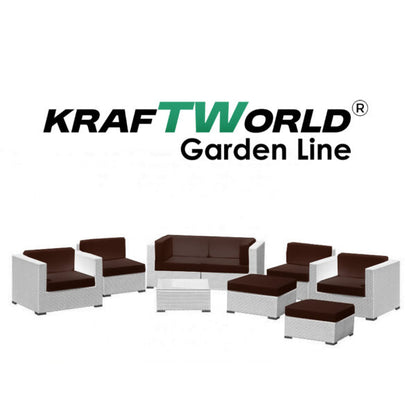 Градински комплект Ница: диван, 2 кресла с подлакътници, 2 без подлакътници, 2 табуретки и маса