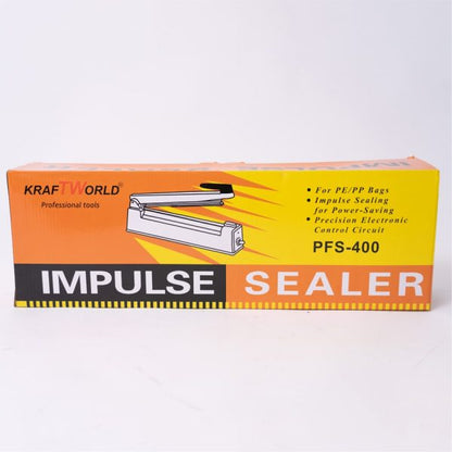 Импулсна лепачка за пликове KraftWorld 40см +Подарък: резервен нагревател – машина за запечатване на найлон