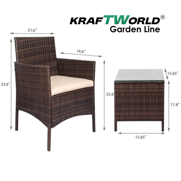 Луксозен Ратанов Комплект 2 Кресла и Маса Kraftworld Garden два стола и маса – UV и водоустойчиви