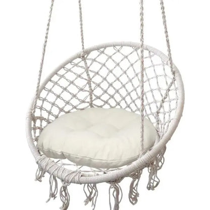 Висящо гнездо Макраме  – Градинска Въжена Люлка – Бяла, Сива и Черна