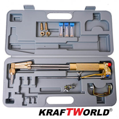 Професионален резак за газокислородно рязане – KRAFTWORLD 440мм с пергел и 4 дюзи