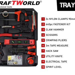 Куфар с инструменти 1200 части KraftWorld – тресчотни ключове,тресчотка, клещи, отвертки