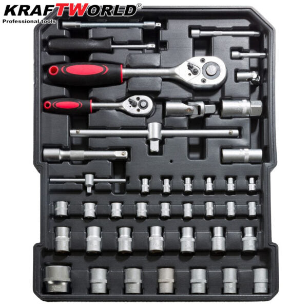 Куфар с инструменти 1200 части KraftWorld -ключове,тресчотка, клещи, отвертки