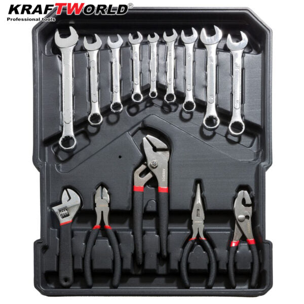 Куфар с инструменти 1200 части KraftWorld -ключове,тресчотка, клещи, отвертки